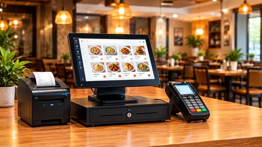 Vantara Restaurant OS running on a restaurant POS terminal